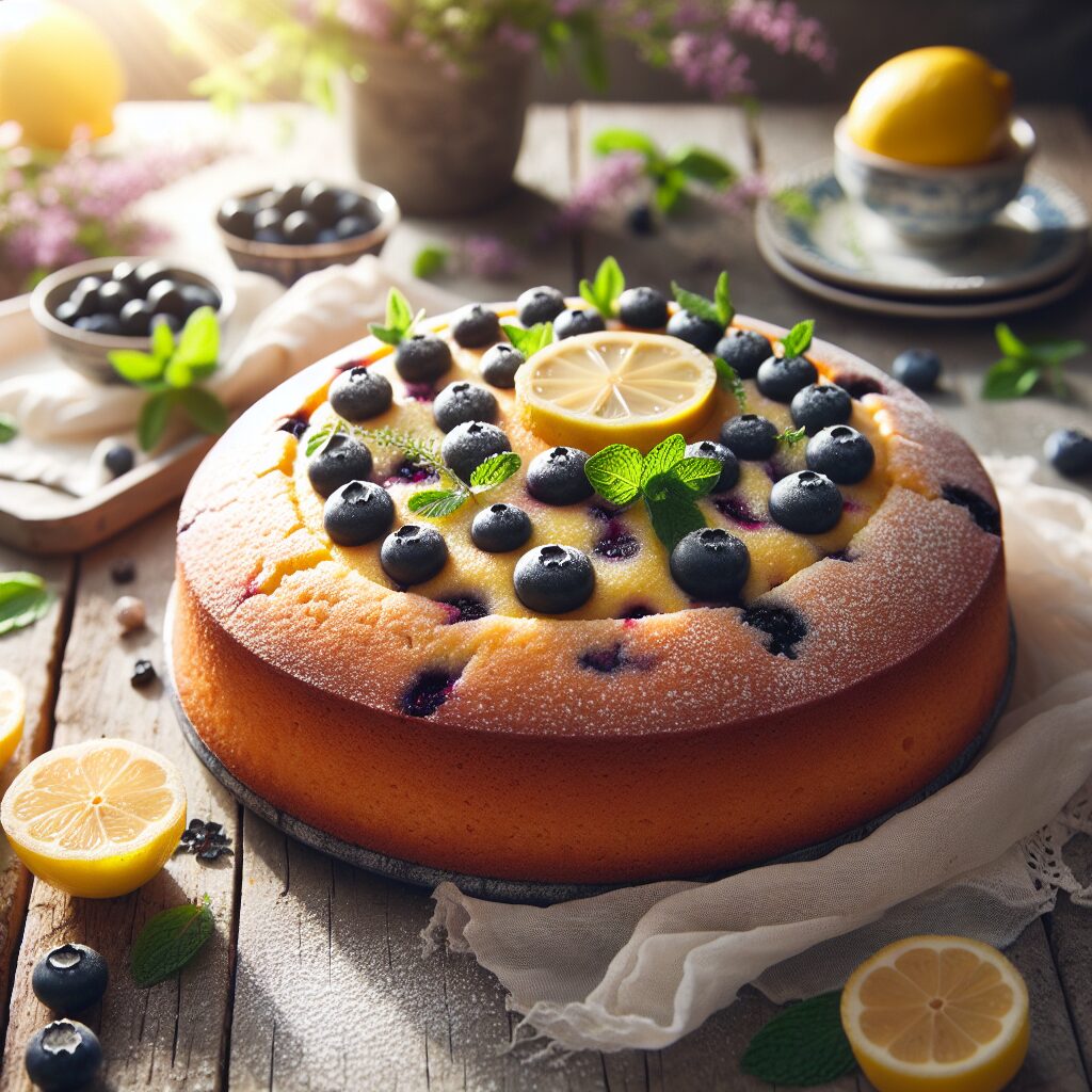 torta senza glutine al limone e mirtilli per dolci primaverili