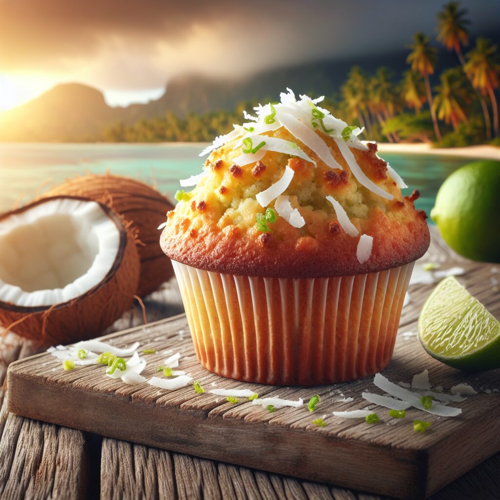 muffin senza glutine al cocco e lime per colazioni esotiche