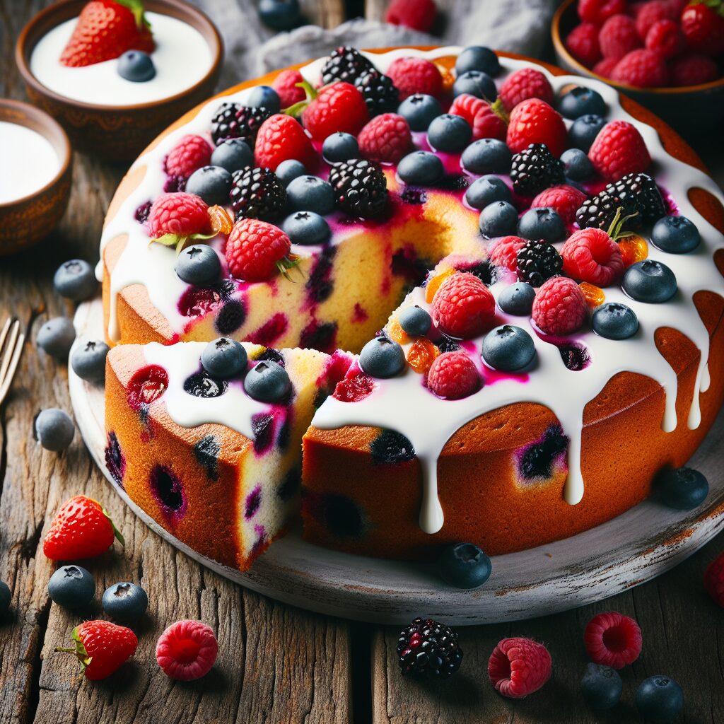 torta senza glutine ai frutti di bosco e yogurt per colazioni salutari