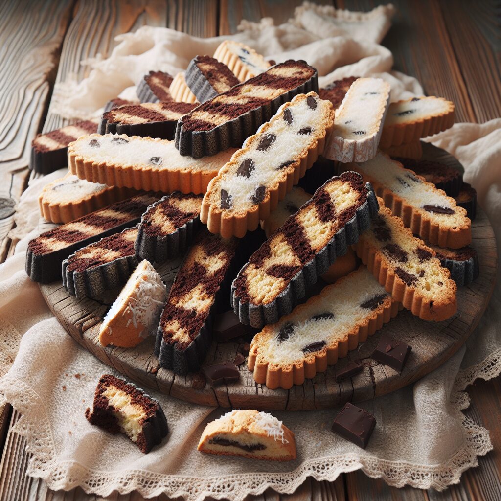 biscotti senza glutine al cocco e cioccolato per dolci bicolore