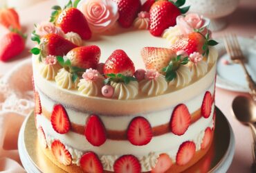 torta senza glutine alla vaniglia e fragola per dolci romantici