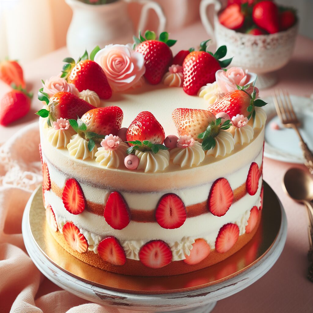 torta senza glutine alla vaniglia e fragola per dolci romantici