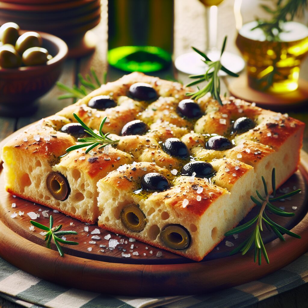 focaccia senza glutine alle olive per aperitivi italiani