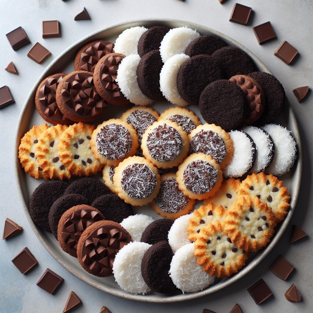 biscotti senza glutine al cocco e cioccolato per dolci bicolore