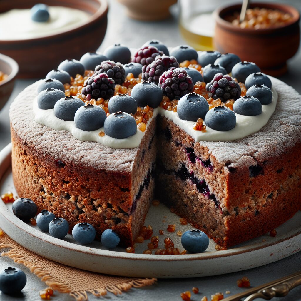 torta senza glutine di grano saraceno e mirtilli per dolci montani