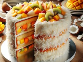 torta senza glutine ai frutti tropicali e cocco per dessert esotici