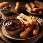 churros senza glutine con cioccolato per dessert spagnoli