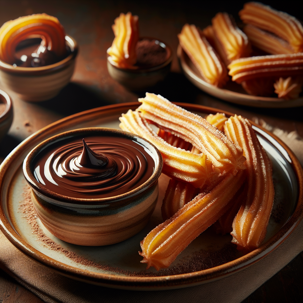 churros senza glutine con cioccolato per dessert spagnoli