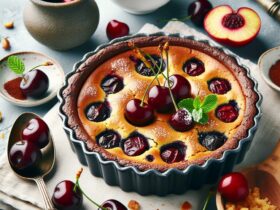 clafoutis senza glutine con ciliegie per dolci francesi