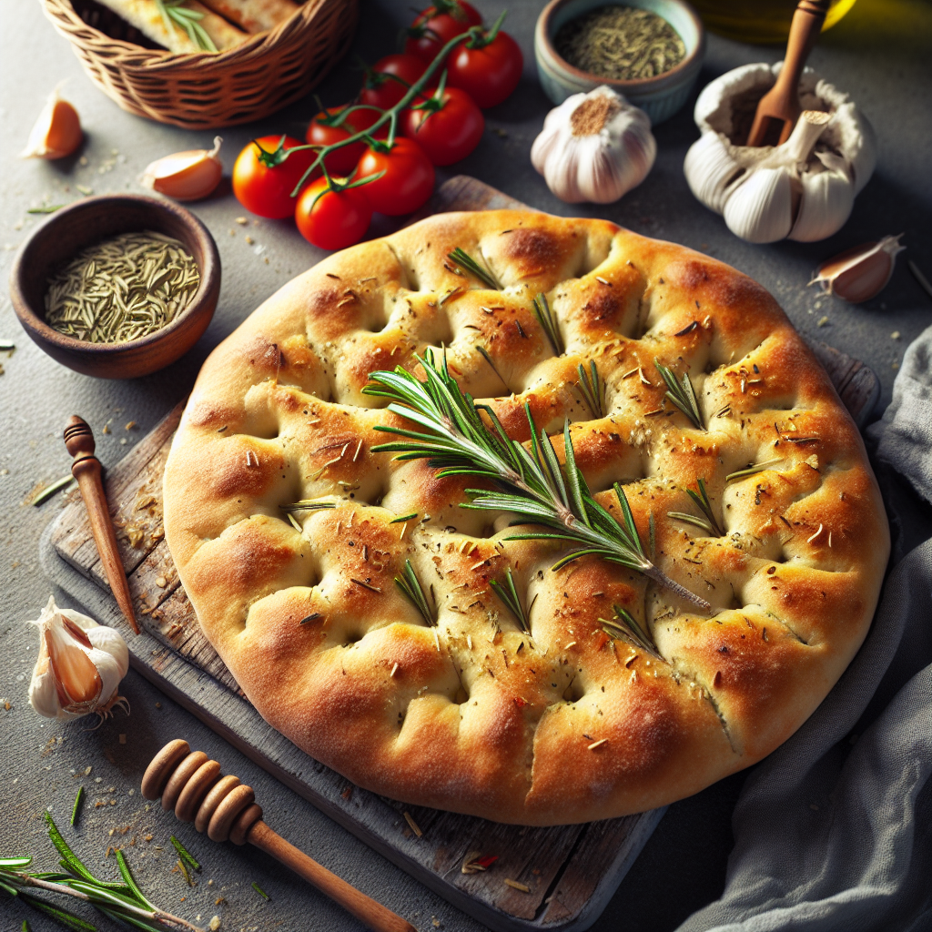 focaccia senza glutine con rosmarino per antipasti italiani