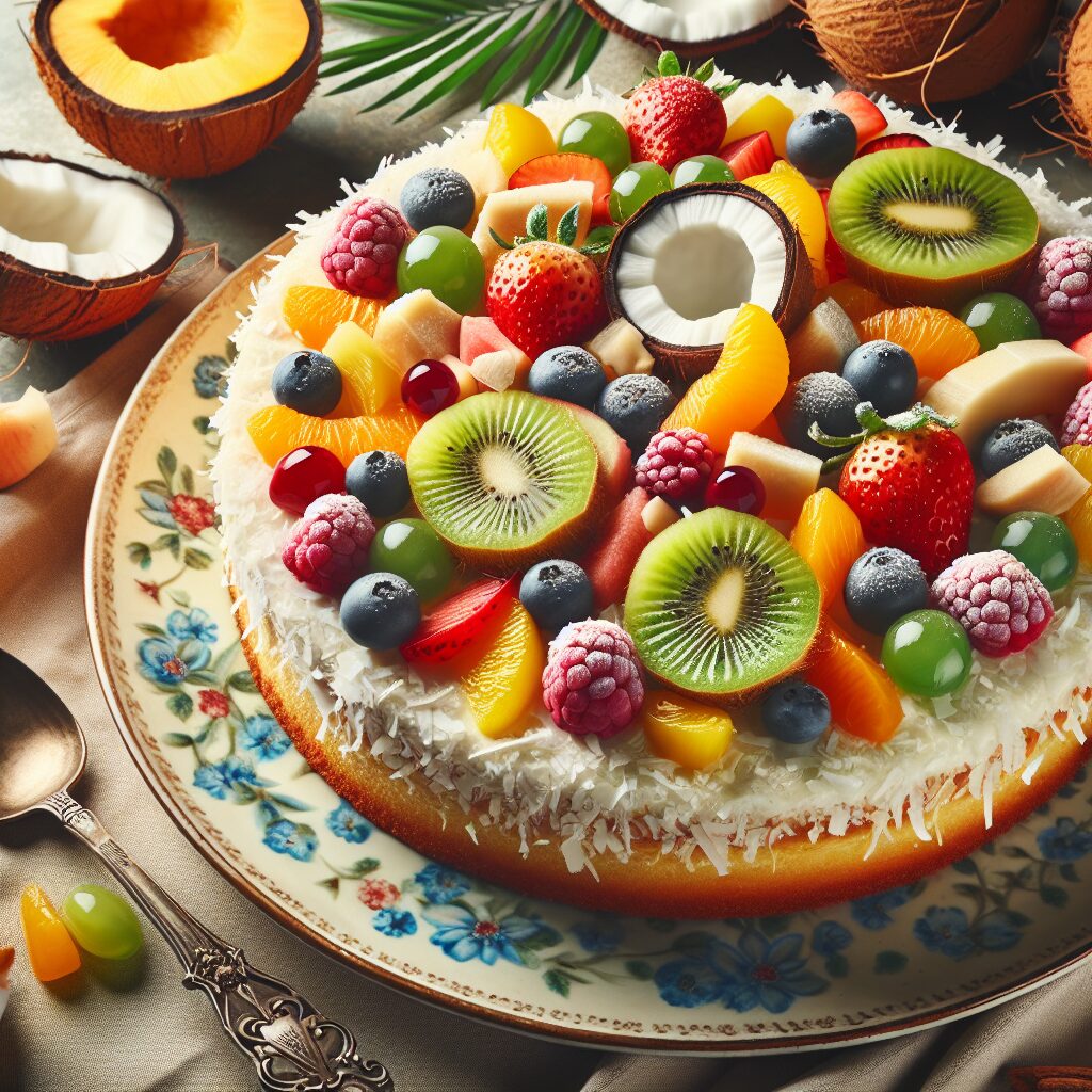 torta senza glutine ai frutti tropicali e cocco per dessert esotici