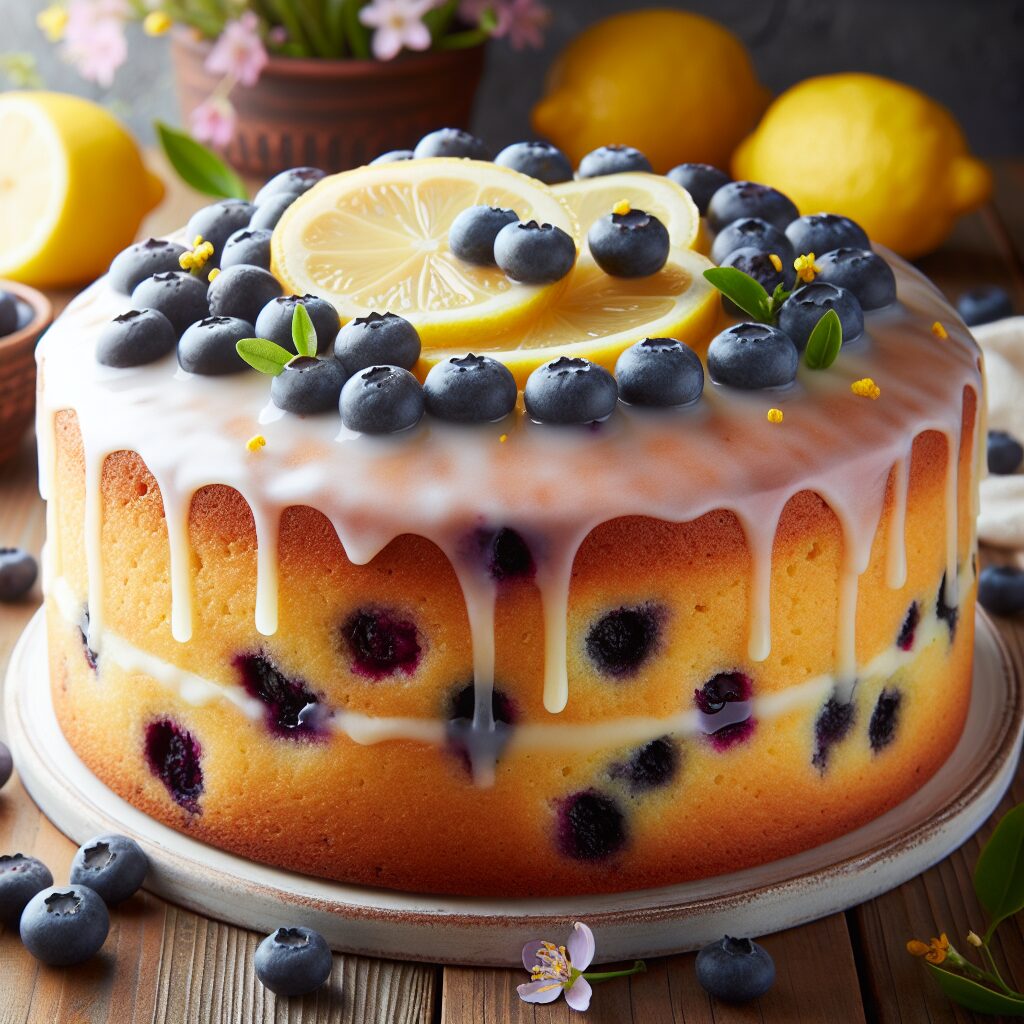 torta senza glutine al limone e mirtilli per dolci primaverili