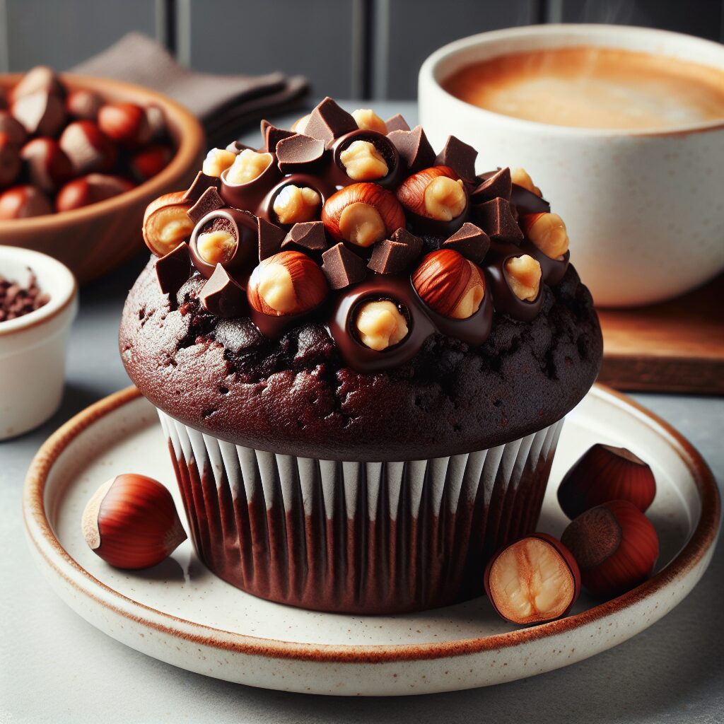 muffin senza glutine al cioccolato e nocciole tostate per colazioni indulgenti