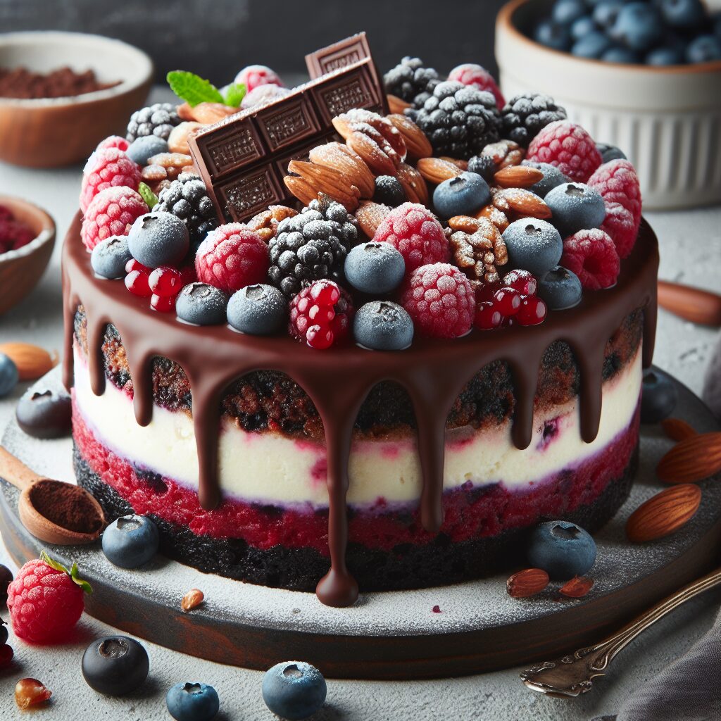 torta senza glutine ai frutti di bosco e cioccolato fondente per dessert decisi