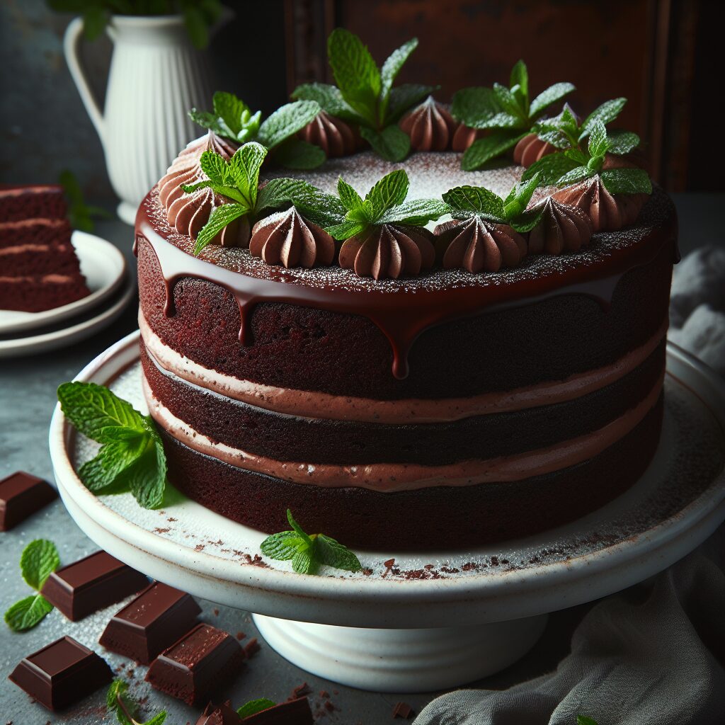 torta senza glutine al cioccolato e menta per dessert rinfrescanti