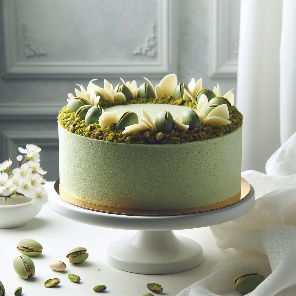 torta senza glutine al pistacchio e cioccolato bianco per occasioni speciali