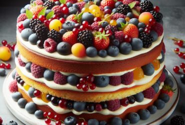 torta senza glutine ai frutti di bosco e crema di vaniglia per compleanni