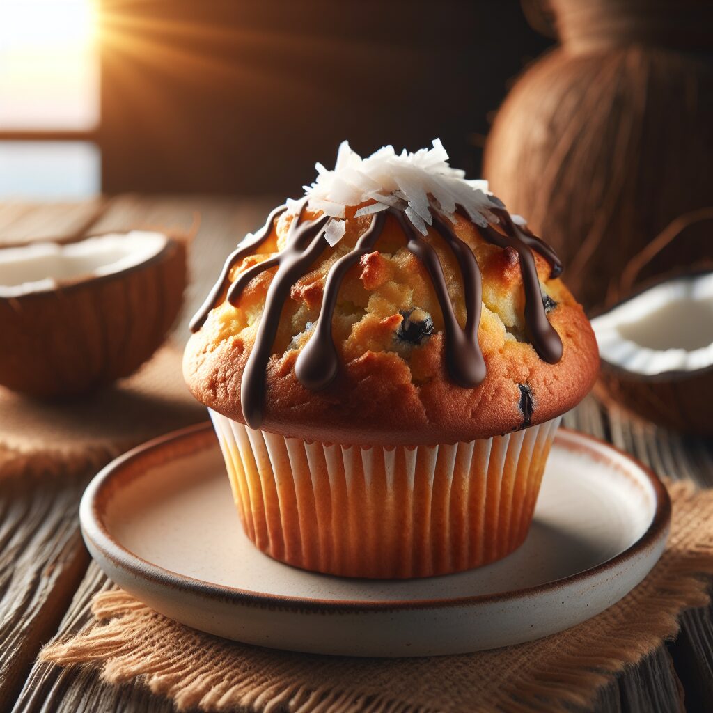 muffin senza glutine al cocco e cioccolato per colazioni esotiche