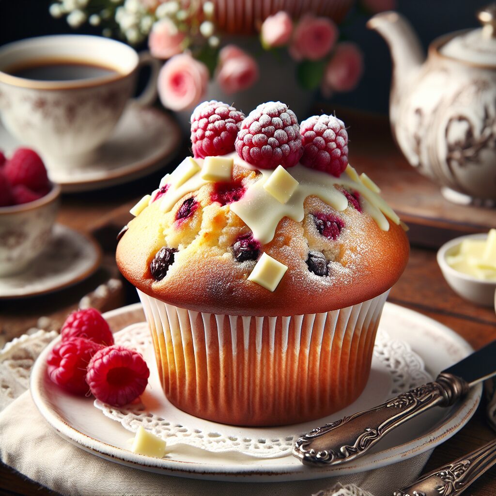 muffin senza glutine al cioccolato bianco e lamponi per colazioni dolci e romantici