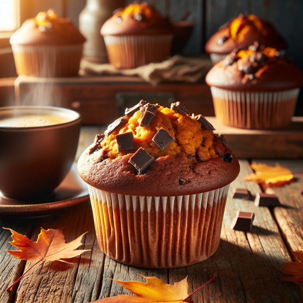 muffin senza glutine alla zucca e cioccolato per colazioni autunnali