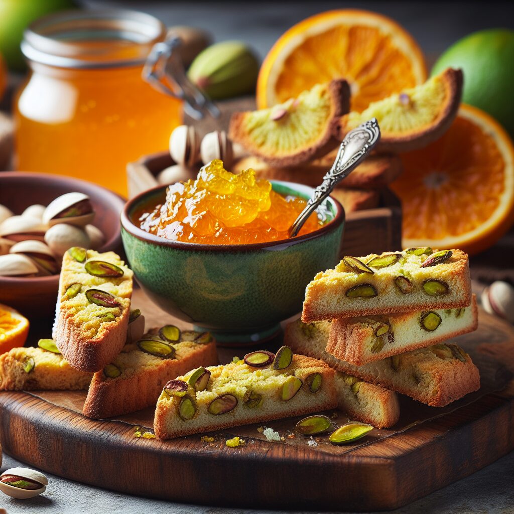 biscotti senza glutine al pistacchio e marmellata di arance per merende siciliane