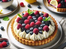 torta senza glutine ai frutti di bosco e crema al limone per dolci rinfrescanti