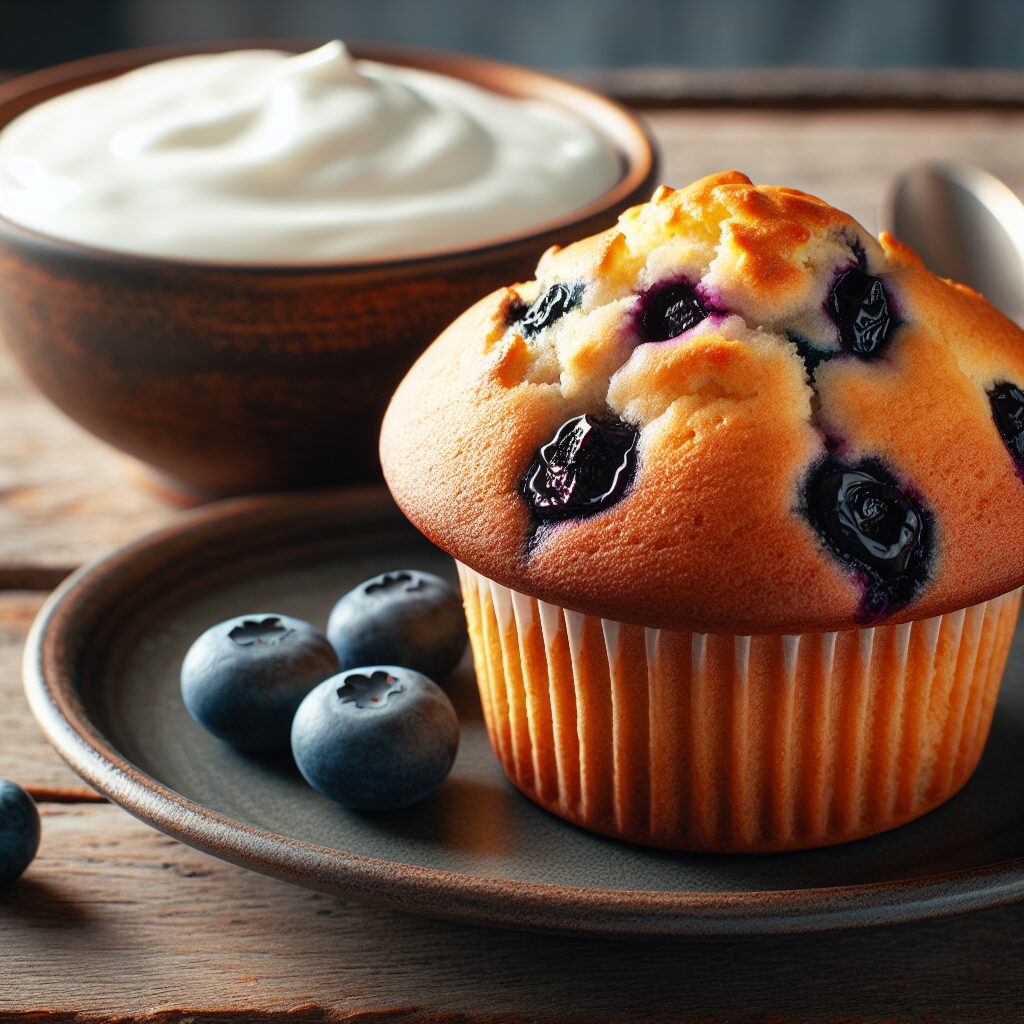 muffin senza glutine ai mirtilli e yogurt greco per colazioni proteiche