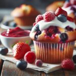 muffin senza glutine ai frutti di bosco e yogurt greco per una colazione proteica