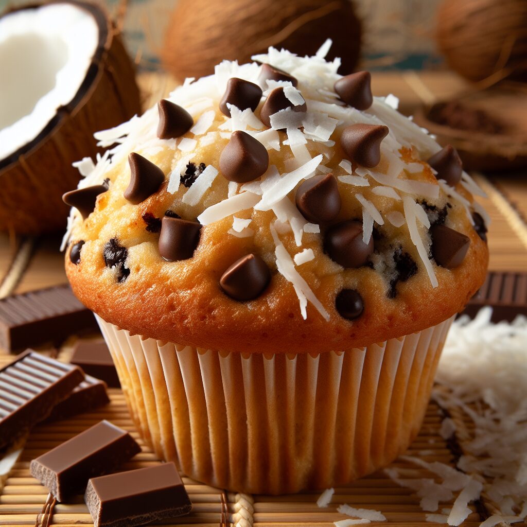 muffin senza glutine al cocco e cioccolato per colazioni esotiche