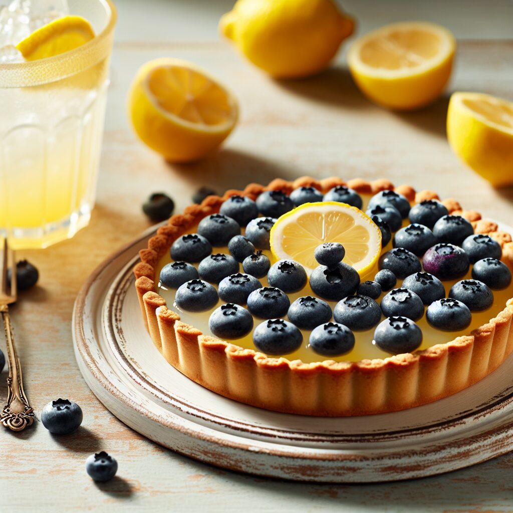 torta senza glutine al limone e mirtilli per dessert estivi freschi