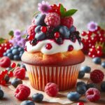 muffin senza glutine ai frutti di bosco e crema di formaggio per una colazione o merenda golosa