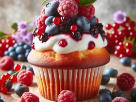 muffin senza glutine ai frutti di bosco e crema di formaggio per una colazione o merenda golosa