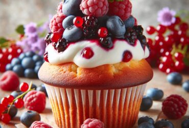 muffin senza glutine ai frutti di bosco e crema di formaggio per una colazione o merenda golosa