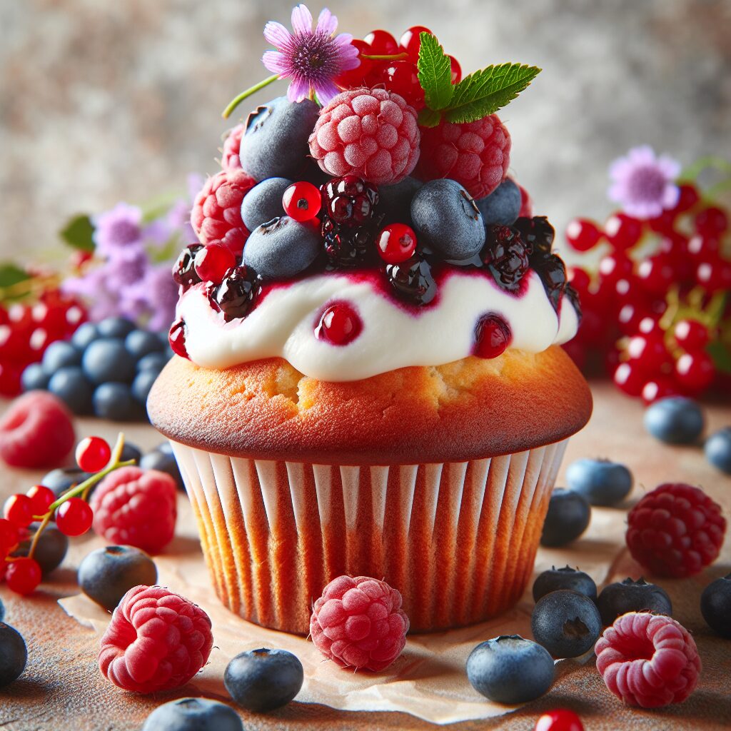 muffin senza glutine ai frutti di bosco e crema di formaggio per una colazione o merenda golosa