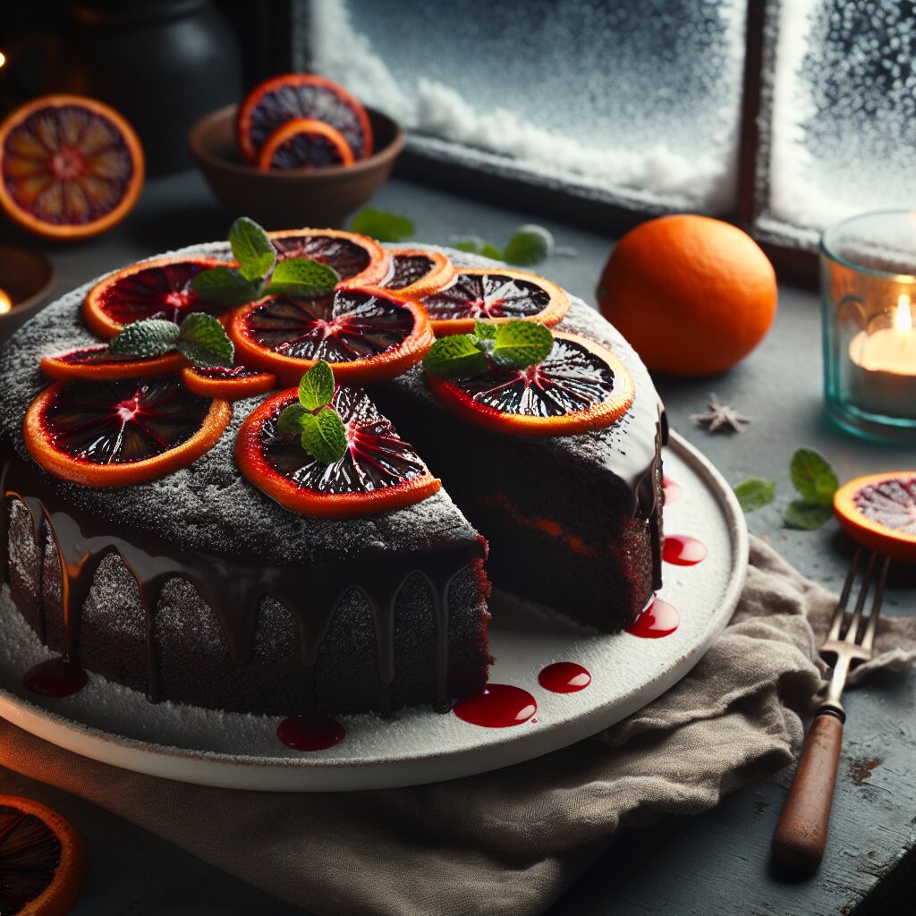 torta senza glutine al cioccolato e arancia sanguigna per dessert invernali