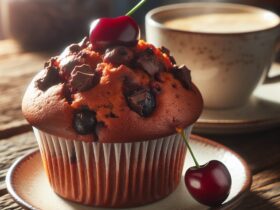 muffin senza glutine al cioccolato e ciliegie per colazioni golose