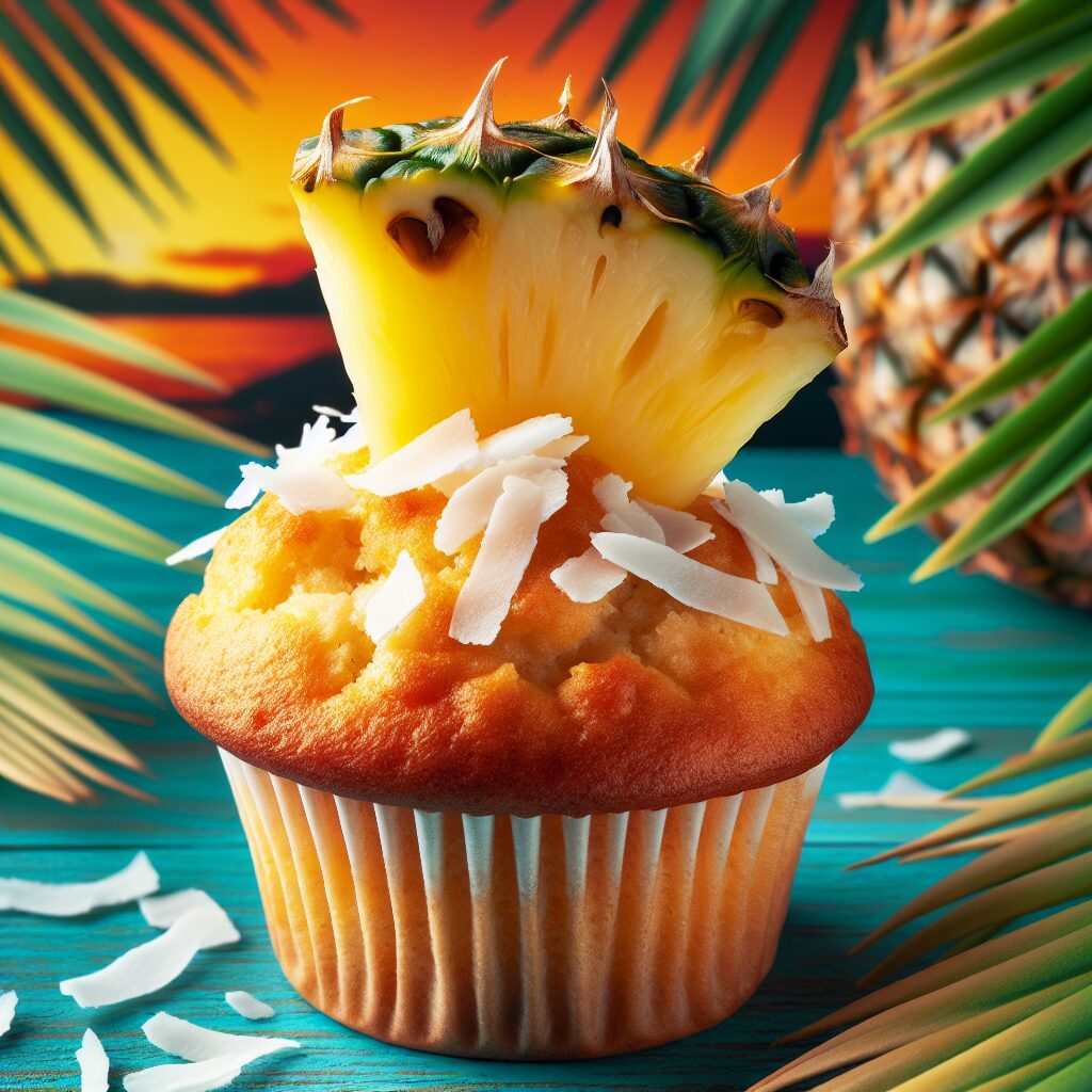 muffin senza glutine al cocco e ananas per colazioni tropicali