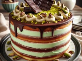 torta senza glutine alla crema di pistacchio e cioccolato per un dolce ricco