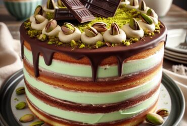 torta senza glutine alla crema di pistacchio e cioccolato per un dolce ricco