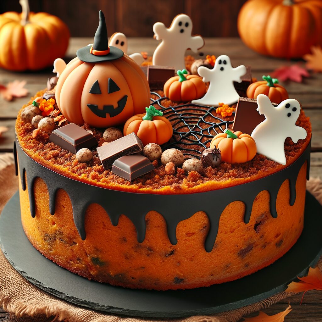 torta senza glutine alla zucca e cioccolato per dolci di Halloween