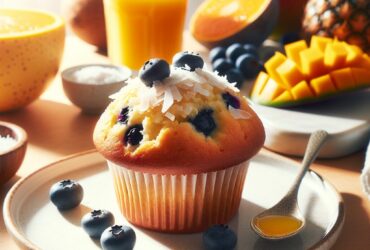 muffin senza glutine al cocco e mirtilli per una colazione tropicale e nutriente