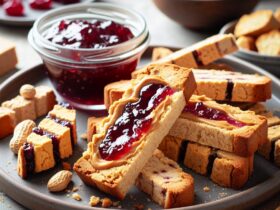 biscotti senza glutine al burro di arachidi e marmellata per snack dolci e salati