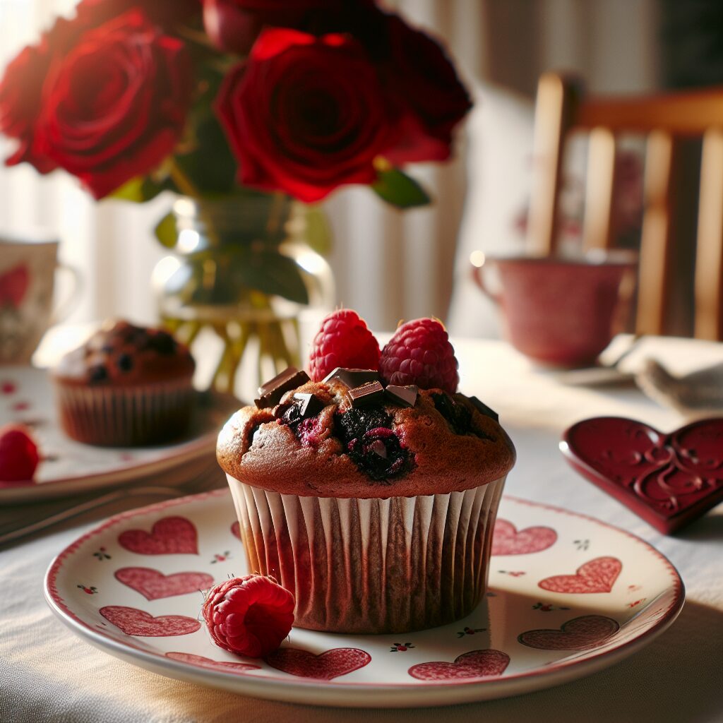 muffin senza glutine ai lamponi e cioccolato per colazioni romantiche