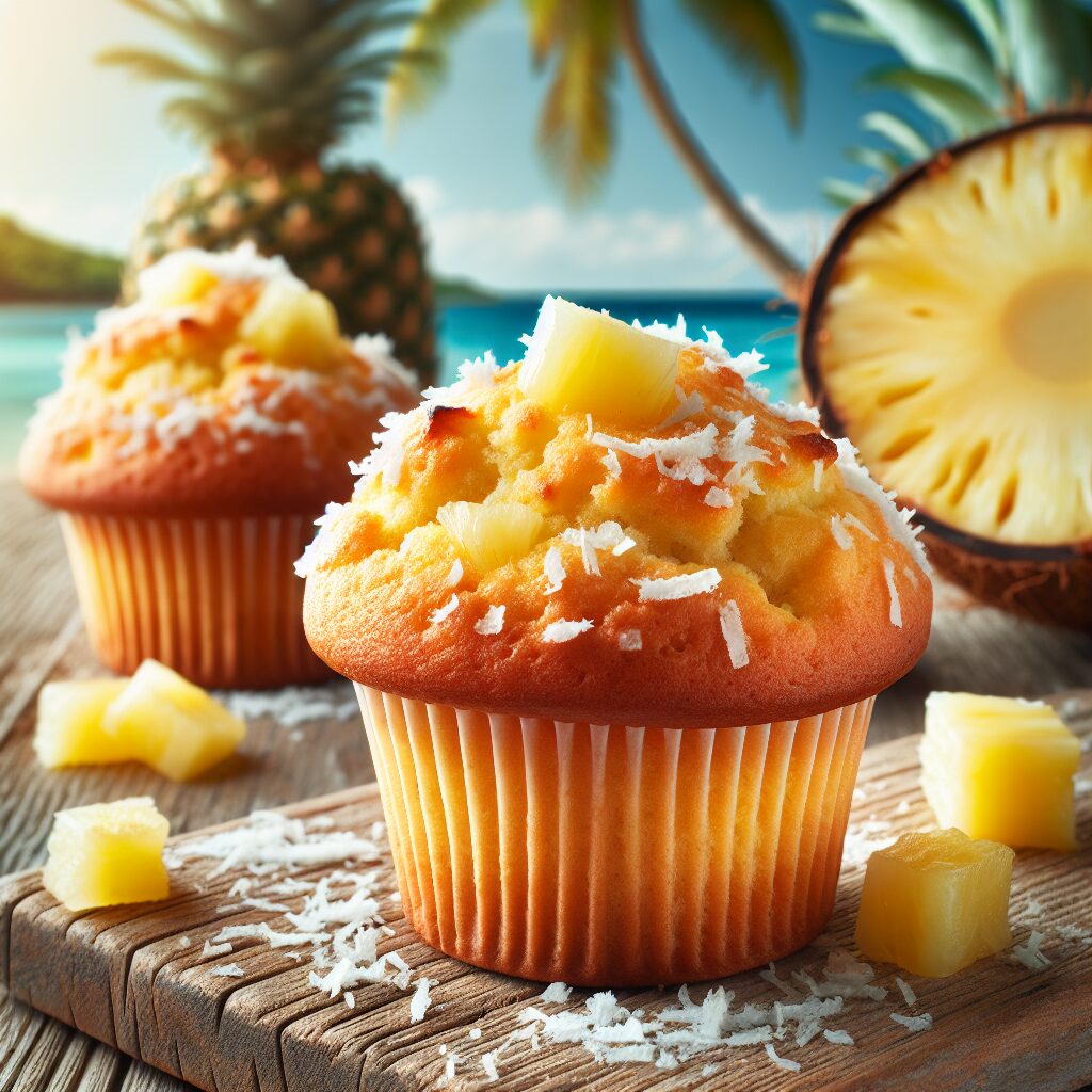 muffin senza glutine al cocco e ananas per colazioni tropicali