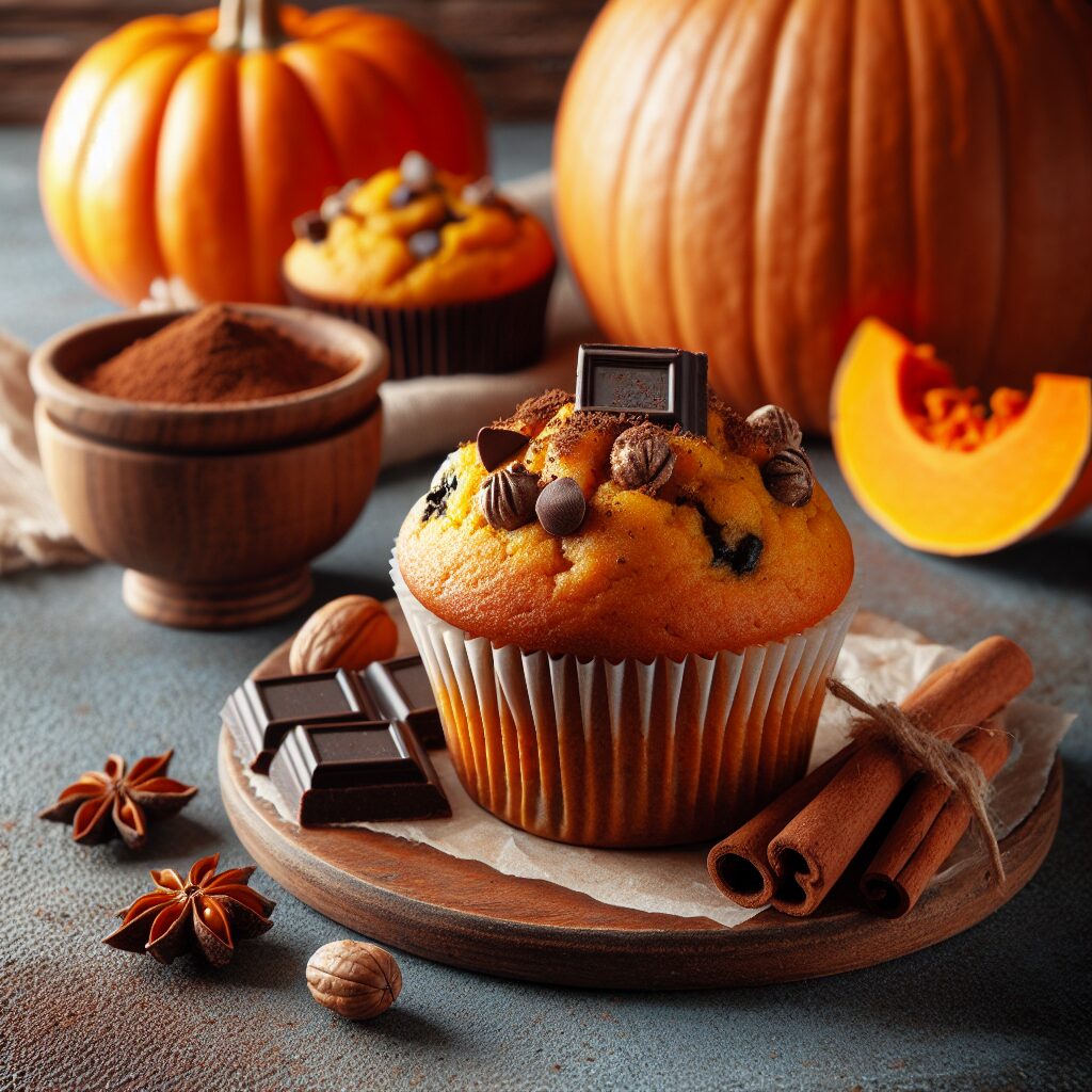 muffin senza glutine alla zucca e cioccolato per colazioni autunnali