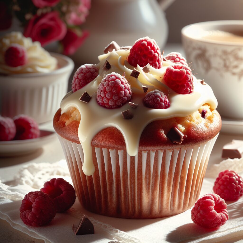 muffin senza glutine ai lamponi e cioccolato bianco per colazioni romantiche