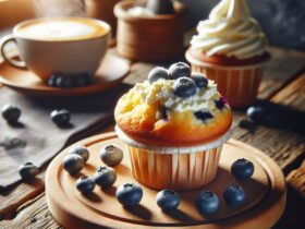 muffin senza glutine ai mirtilli e crema di formaggio per una colazione o merenda golosa