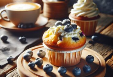 muffin senza glutine ai mirtilli e crema di formaggio per una colazione o merenda golosa