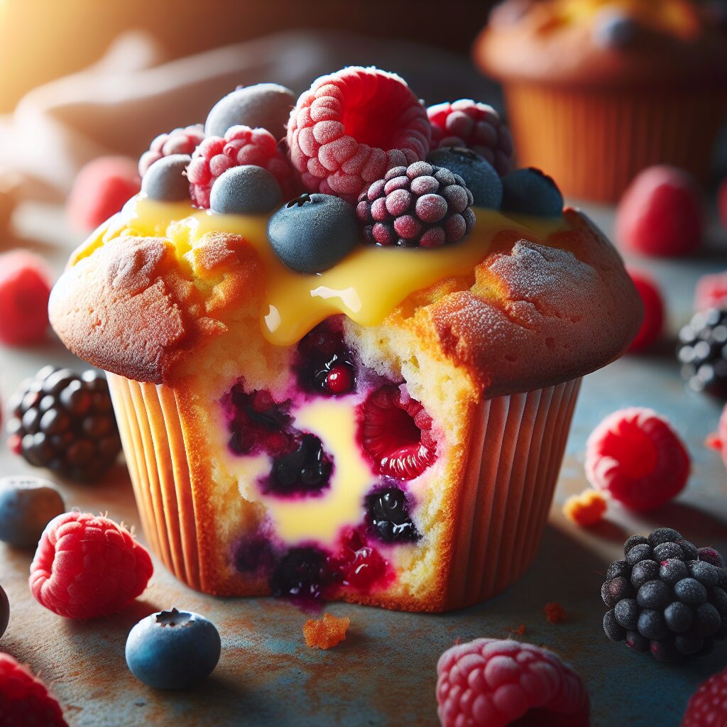 muffin senza glutine ai frutti di bosco e crema pasticcera per colazioni golose