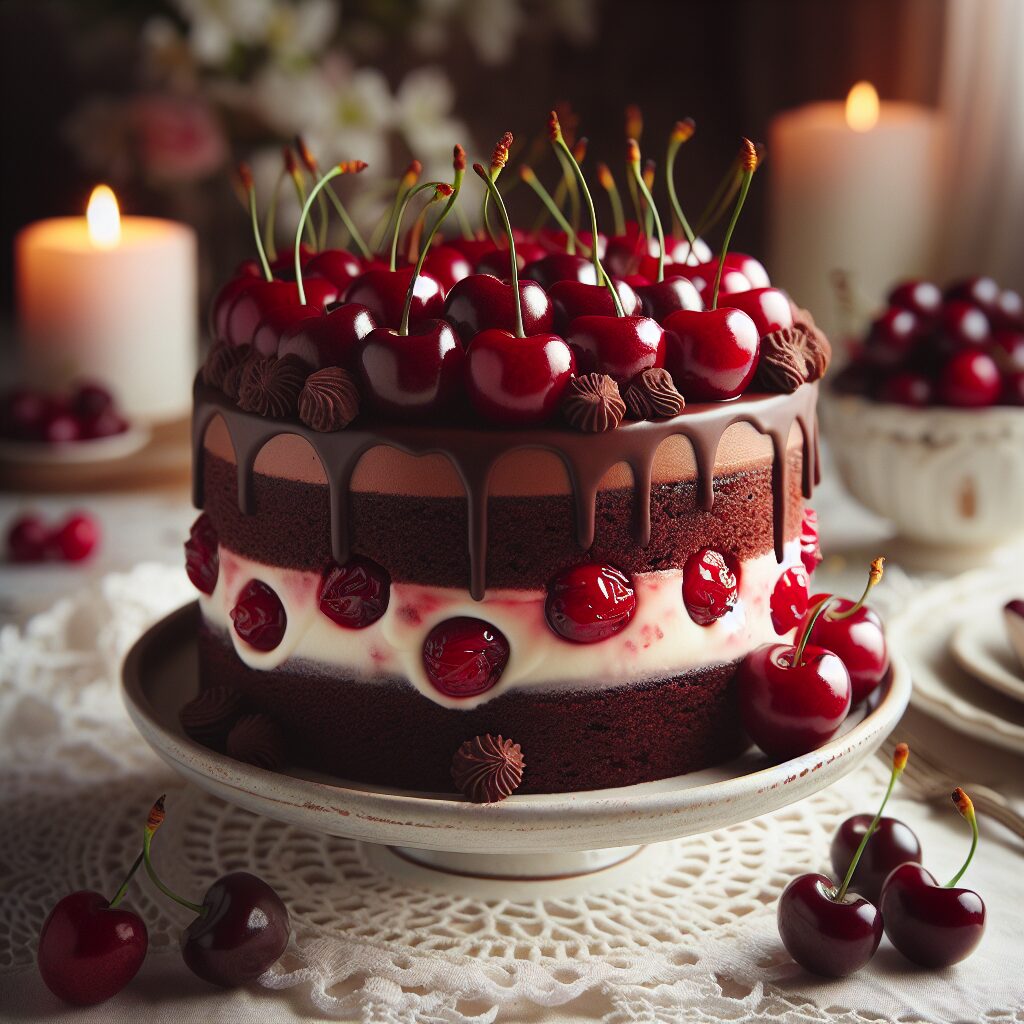 torta senza glutine al cioccolato e ciliegie per dessert romantici